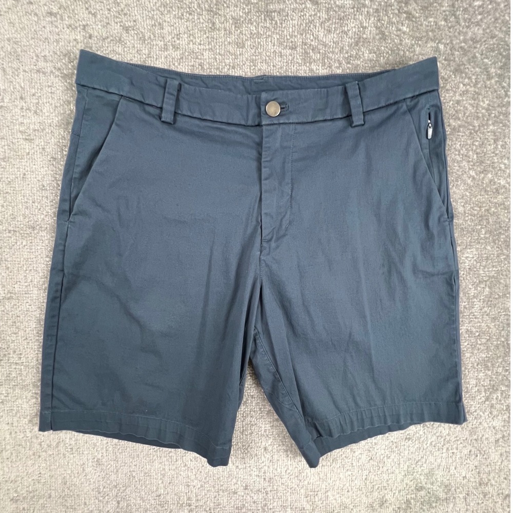 Lululemon Mens Commission Short 9 Navy Blue Cotton Blend Chino Shorts Size 32